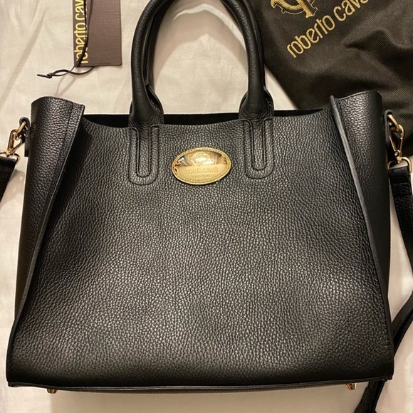 RARE! Hard to find! ROBERTO CAVALLI✖️ITALIAN BLK LEATHER TOTE 👜 Msrp: $1700! - Picture 7 of 14